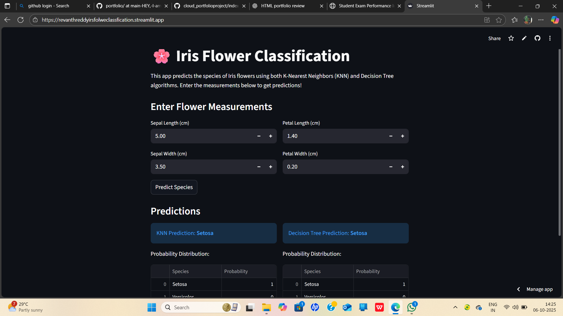 Iris Classification Using ML screenshot